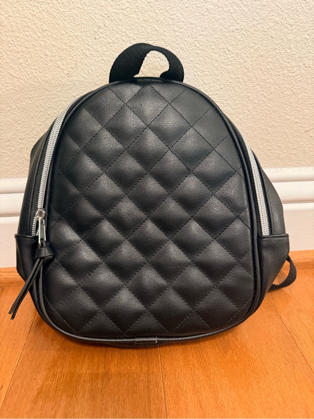 Quilted Black Mini Backpack